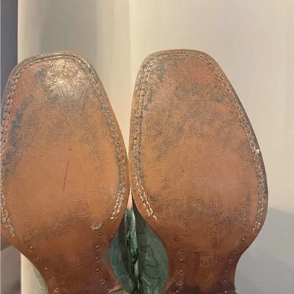 ~Turquoise Justin Women’s Marino Cowboy Boots ~ - Picture 7 of 10